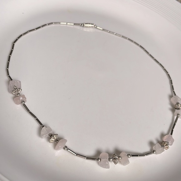 Vintage Sterling silver and pink Quartz necklace - Picture 1 of 4